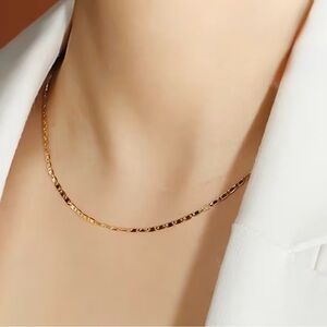 18K Gold Plated Dainty Chain Necklace | Minimalist Layering Jewelry | NWT